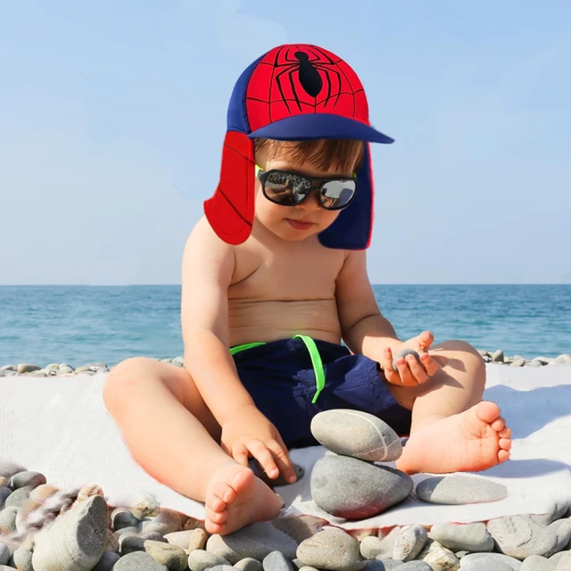 Alt view image 3 of 7 - Kids Legionnaires Hat, UPF 50+ Sun Protection Swim Cap Flap Hat for Kids, Quick Drying Boys Sun Hat, Spider, 4-6 Years