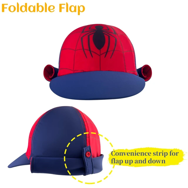 Alt view image 5 of 7 - Kids Legionnaires Hat, UPF 50+ Sun Protection Swim Cap Flap Hat for Kids, Quick Drying Boys Sun Hat, Spider, 4-6 Years