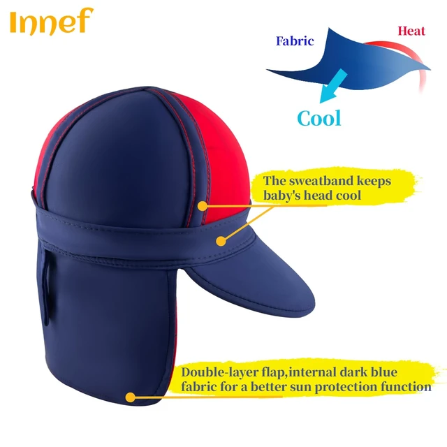 Alt view image 7 of 7 - Kids Legionnaires Hat, UPF 50+ Sun Protection Swim Cap Flap Hat for Kids, Quick Drying Boys Sun Hat, Spider, 4-6 Years