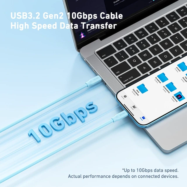 Alt view image 3 of 7 - Silicone USB C Monitor Cable 3.3FT,8K@60Hz 4K@240Hz | 10Gbps Data Transfer | 240W PD Charging, for iPhone 17, MacBook, CarPlay, Portable Monitor