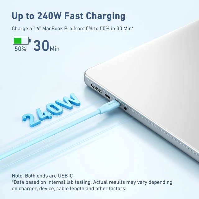 Alt view image 4 of 7 - Silicone USB C Monitor Cable 3.3FT,8K@60Hz 4K@240Hz | 10Gbps Data Transfer | 240W PD Charging, for iPhone 17, MacBook, CarPlay, Portable Monitor