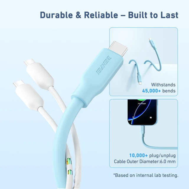 Alt view image 6 of 7 - Silicone USB C Monitor Cable 3.3FT,8K@60Hz 4K@240Hz | 10Gbps Data Transfer | 240W PD Charging, for iPhone 17, MacBook, CarPlay, Portable Monitor