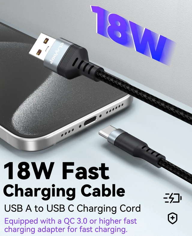 Alt view image 2 of 7 - Short USB A to USB C Cable 3 inch, 18W Fast Charging Type-C Cord | USBA 2.0 480Mbps Data Transfer Braided Compatible with Travel Power Bank, iphone17/16/15, Galaxy, Pixel, iPod Pro, SSD