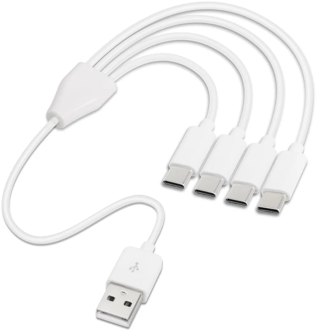 Main image of Short USB C Splitter Cable,4 in 1 USB 2.0 A Male to 4 USB C Male Charging Cord for Some USB Type-C Phone, Device - 0.5M (White)