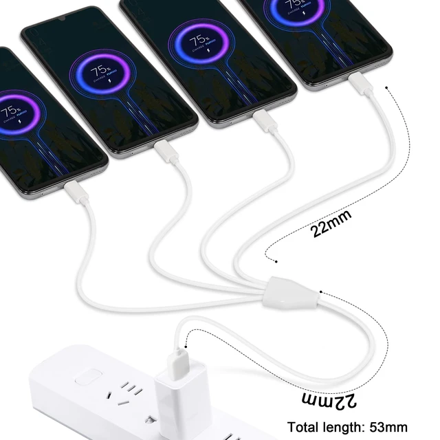 Alt view image 3 of 7 - Short USB C Splitter Cable,4 in 1 USB 2.0 A Male to 4 USB C Male Charging Cord for Some USB Type-C Phone, Device - 0.5M (White)