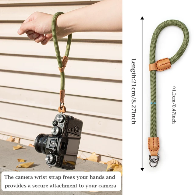 Alt view image 3 of 7 - Rope Camera Wrist Strap,Camera Hand Strap Compatible with A6400 A6000 A7 IV,for Fujifilm X100V for Nikon Zf Z30 for Canon EOS R6 R7 R8 R10 Camera Wrist Straps for dslr - Green