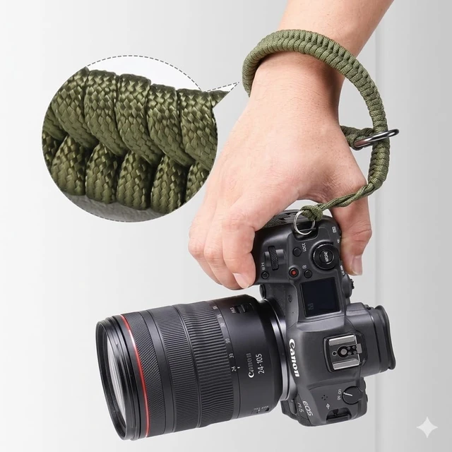 Alt view image 6 of 7 - Camera Wrist Strap for Mirrorless Cameras, Quick Release Camera Wrist Strap, Camera Hand Strap with Safer Connector (Olive Green)