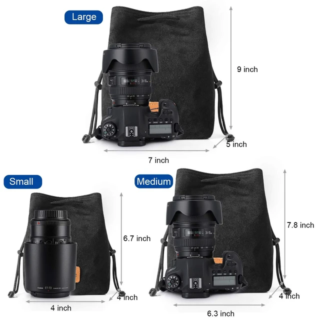 Alt view image 3 of 6 - Soft Camera Bag DSLR Insert Handbag Drawstring Lens Case | Soft Suede, Drawstring Closure, Dust-proof, Scratch-resistant, Compatible with Canon Nikon Sony