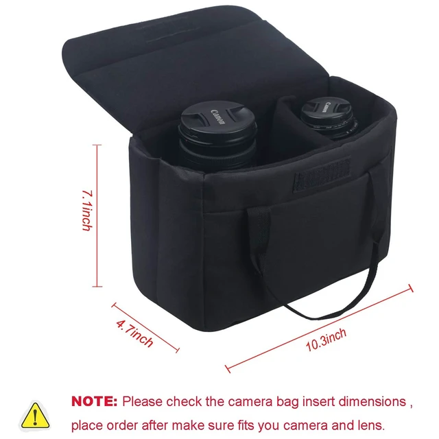 Alt view image 6 of 7 - Camera Inserts Lens Padded Insert Liner DSLR SLR Protective Bag Camera Cube Roomy Case Waterproof Foldable pouch for Camera Lens Accessories Sony Canon Nikon Olympus (Black)