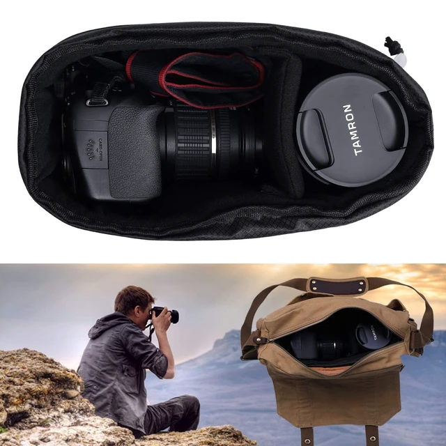 Alt view image 5 of 7 - Shockproof Camera Insert Bag for SLR DSLR Mirrorless Camera Lens Flash Light Accessories Camera Pouch with Adjustable Dividers for Canon Nikon Sony Water Resistant Camera inner case(Black)