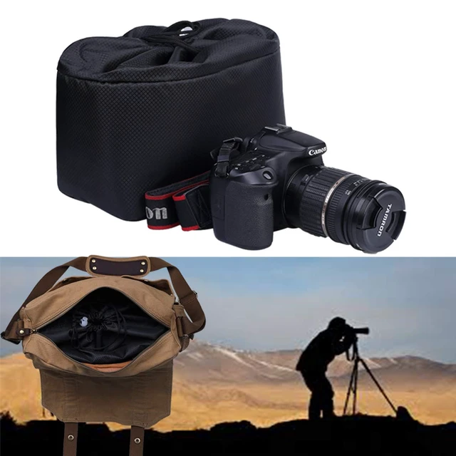Alt view image 7 of 7 - Shockproof Camera Insert Bag for SLR DSLR Mirrorless Camera Lens Flash Light Accessories Camera Pouch with Adjustable Dividers for Canon Nikon Sony Water Resistant Camera inner case(Black)