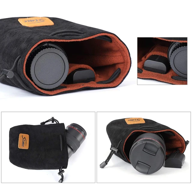 Alt view image 5 of 7 - Soft Camera Bag DSLR Insert Handbag Drawstring Lens Case Compatible with Canon Nikon Sony