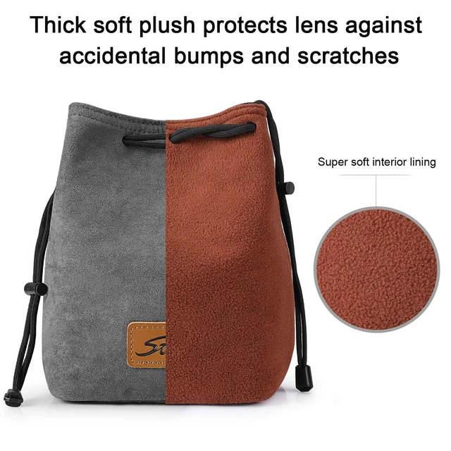 Alt view image 5 of 6 - Soft Camera Bag DSLR Insert Handbag Drawstring Lens Case | Soft Suede, Drawstring Closure, Dust-proof, Scratch-resistant, Compatible with Canon Nikon Sony