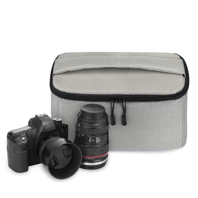 Alt view image 6 of 6 - Padded Foldable Bag for DSLR SLR Camera TLR Sony Canon Nikon or Flash, grey, M, Foldable, padded, lightweight