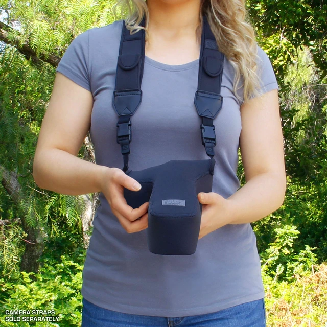 Alt view image 5 of 7 - Camera Sleeve (Zoom) for Compact SLRs with Lens Compatible with Canon EOS R100 Nikon Z30 Sony ZV-E10, and more - Padded Neoprene DSLR Case with Accessory Pocket & Belt Loop (Black)