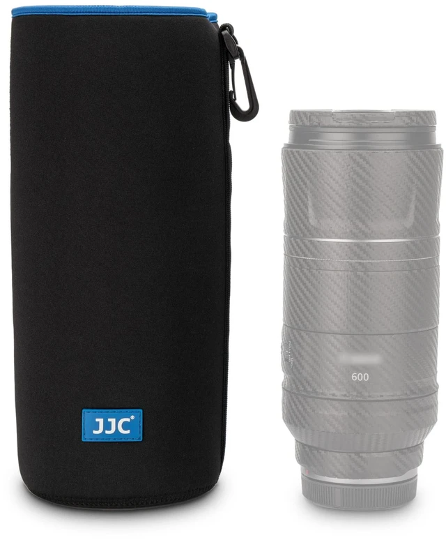 Main image of Neoprene Camera Lens Pouch Case, Drawstring Bag for Lens up to 3.9x11" | Water-Resistant, Soft Padded, with Carabiner, Compatible with Canon EF 70-200mm, EF 100-400mm, EF 70-300mm AF-S 70-200mm