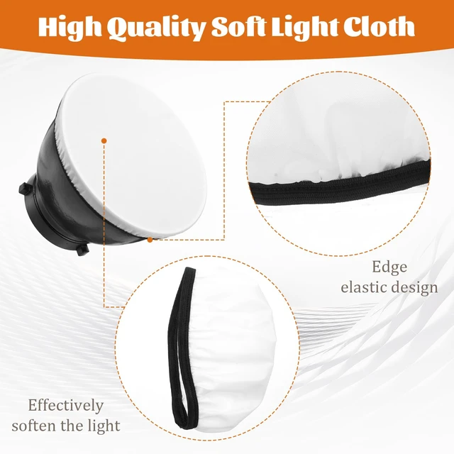 Alt view image 3 of 7 - 2Pcs 7"/18cm Ight Diffuser Sock, Soft Diffuser Lamp Cover for 6" to 9" Studio Strobe Reflectors, Ring Light Flash Light, Soft Fabric Light Shade