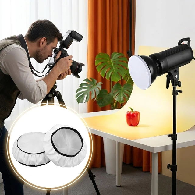 Alt view image 6 of 7 - 2Pcs 7"/18cm Ight Diffuser Sock, Soft Diffuser Lamp Cover for 6" to 9" Studio Strobe Reflectors, Ring Light Flash Light, Soft Fabric Light Shade
