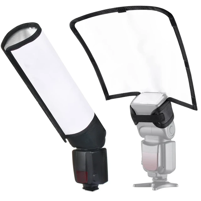 Alt view image 2 of 7 - Flash Diffuser Reflector Kit - Bend Bounce Flash Diffuser Silver/White | Reflector for Speedlight, Universal Mount for Canon, Nikon, etc.