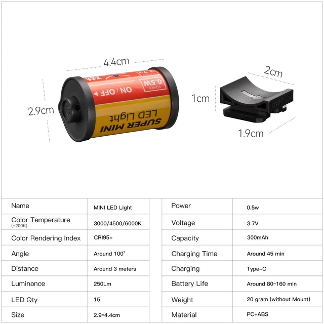 Alt view image 6 of 7 - Magnetic Led Light 3 Colors 3000K/4500K/6000K Cold Shoe Lights, Rechargeable Super Mini Led Light for Camera Photography (1)