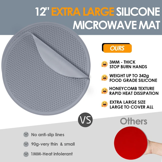 Alt view image 3 of 7 - 12 Inch Multi-Purpose Silicone Mat, As Drying Mat, Microwave Mat, Trivet, Pot Holder, Placemat, Utensils Rest, Pad for Hot Pans Plates Dishes Kitchen Countertop, Heat Resistant Mat, Light Gray 2 Pack