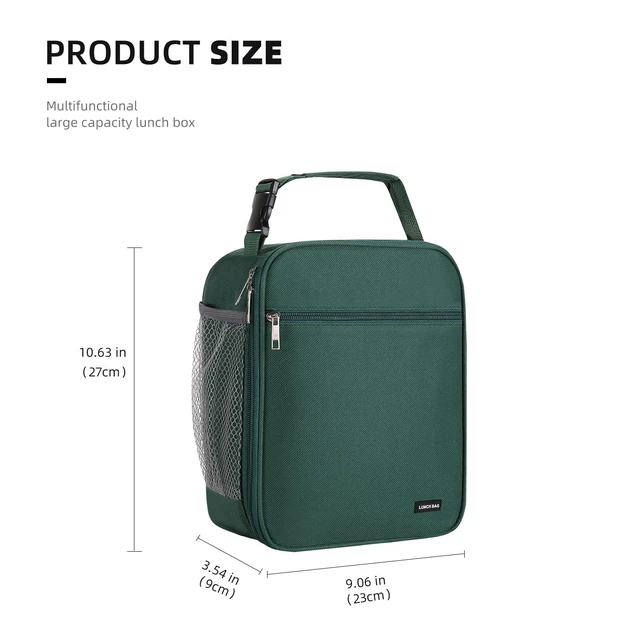 Alt view image 2 of 7 - Lunch box Lunch bag for men women Insulated Lunchbox Lunch bags for Work Picnic Travel(Deep green)
