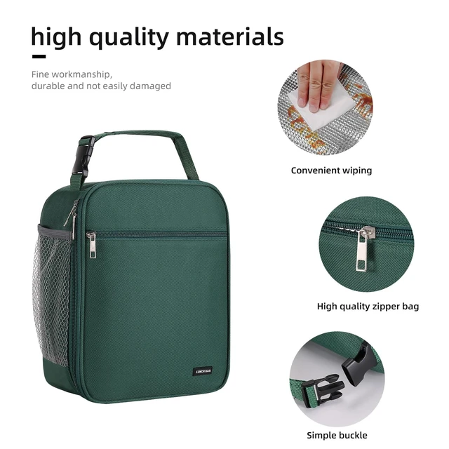 Alt view image 3 of 7 - Lunch box Lunch bag for men women Insulated Lunchbox Lunch bags for Work Picnic Travel(Deep green)