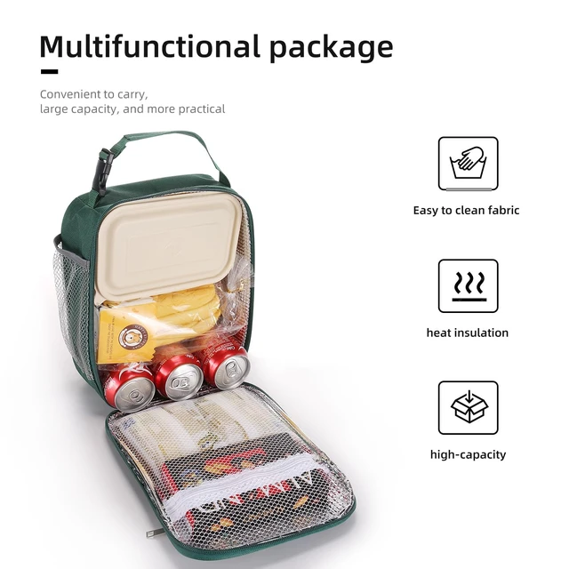 Alt view image 6 of 7 - Lunch box Lunch bag for men women Insulated Lunchbox Lunch bags for Work Picnic Travel(Deep green)