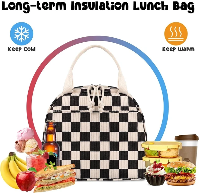 Alt view image 4 of 7 - Lunch Bag for Women Men Cute Corduroy Lunch Tote Bags Reusable Insulated Lunch Box Large Capacity Reusable Insulated Cooler for Work Picnic or Travel