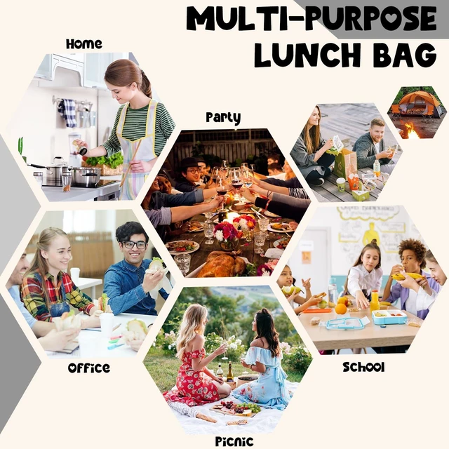 Alt view image 6 of 7 - Lunch Bag for Women Men Cute Corduroy Lunch Tote Bags Reusable Insulated Lunch Box Large Capacity Reusable Insulated Cooler for Work Picnic or Travel