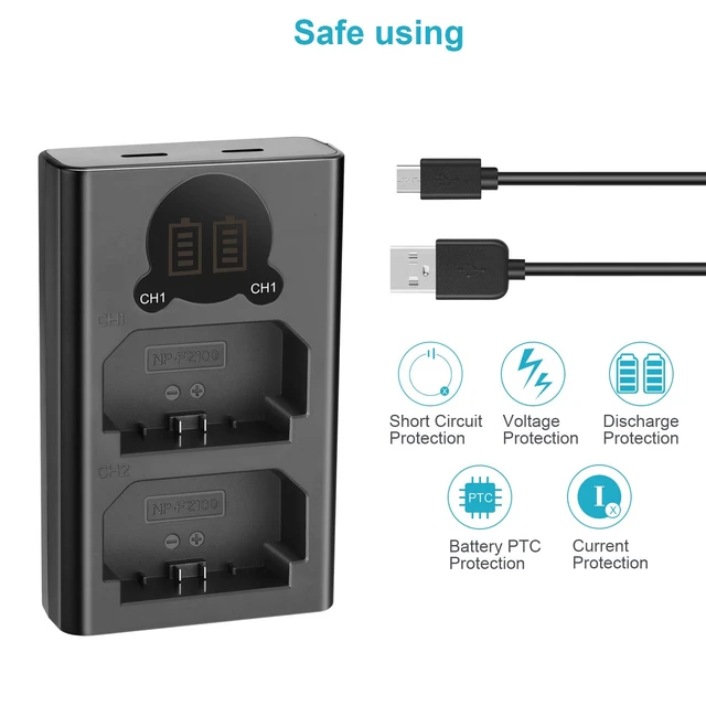 Alt view image 3 of 7 - Dual USB Charger for Sony NP-FZ100 Battery, Compatible with Sony ZV-E1, FX3, FX30, A1, A9 II, A7R V, A7S III, A7 IV, A6600, A7C Cameras, Designed with LCD Display, Versatile Charging Options