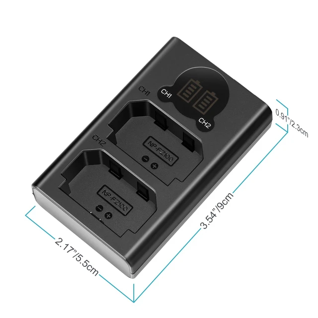 Alt view image 6 of 7 - Dual USB Charger for Sony NP-FZ100 Battery, Compatible with Sony ZV-E1, FX3, FX30, A1, A9 II, A7R V, A7S III, A7 IV, A6600, A7C Cameras, Designed with LCD Display, Versatile Charging Options