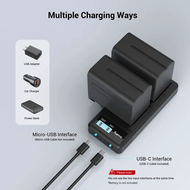 Alt view image 5 of 7 - NP-F Battery Charger for Sony, Dual USB Charger with LCD Display | Fast Charging NP-F Charger for Sony NP-F970 NP-F930 NP-F950 NP-F960 NP-F550 NP-F530 NP-F330 NP-F570 Battery