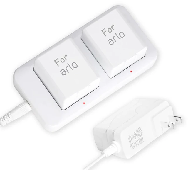 Main image of Dual Slot Charger for Arlo Camera Battery, Power Adapter Included, White