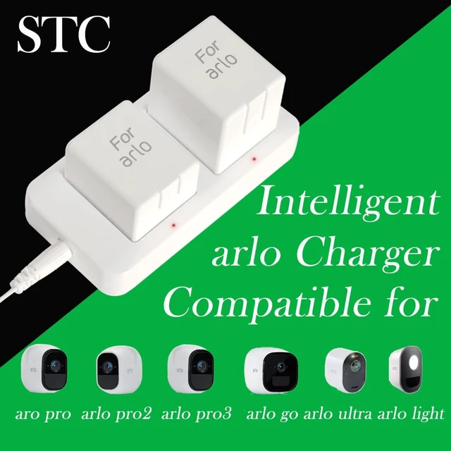 Alt view image 2 of 7 - Dual Slot Charger for Arlo Camera Battery, Power Adapter Included, White