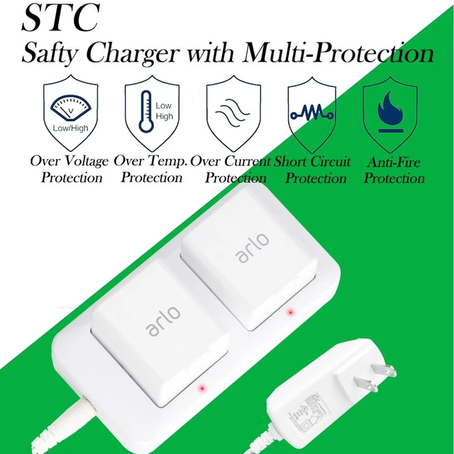Alt view image 4 of 7 - Dual Slot Charger for Arlo Camera Battery, Power Adapter Included, White