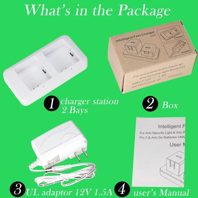 Alt view image 7 of 7 - Dual Slot Charger for Arlo Camera Battery, Power Adapter Included, White