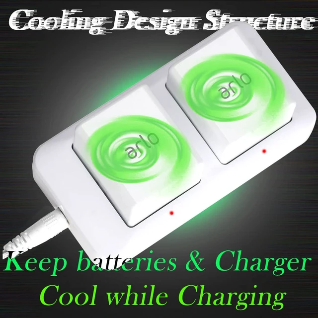 Alt view image 6 of 7 - Dual Slot Charger for Arlo Camera Battery, Power Adapter Included, White