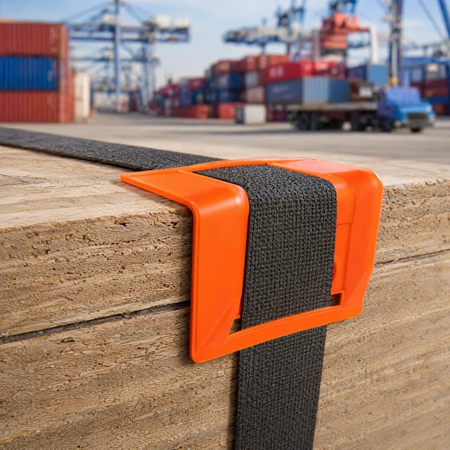 Alt view image 5 of 7 - 20 Packs Edge Protectors for Cargo Loads, Flatbed Corner Protectors, Tiedown Plastic Protector, Truck Shipping, Protects Cargo Edges, Orange