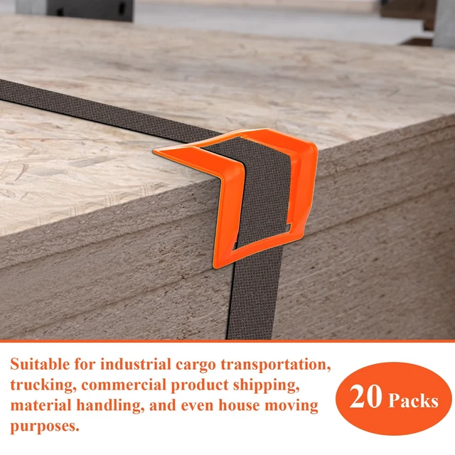 Alt view image 7 of 7 - 20 Packs Edge Protectors for Cargo Loads, Flatbed Corner Protectors, Tiedown Plastic Protector, Truck Shipping, Protects Cargo Edges, Orange
