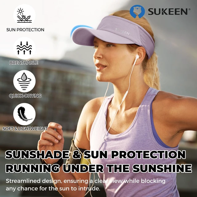 Alt view image 2 of 6 - Sports Sun Visor Men Women Lightweight Packable Cooling Stretchy Visor Hat for Running, Tennis, Golf