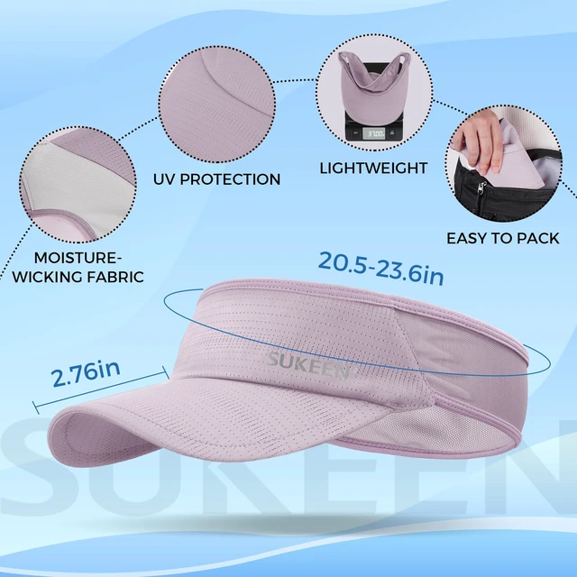 Alt view image 5 of 6 - Sports Sun Visor Men Women Lightweight Packable Cooling Stretchy Visor Hat for Running, Tennis, Golf