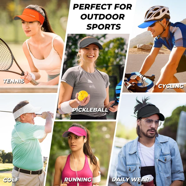 Alt view image 6 of 6 - Sports Sun Visor Men Women Lightweight Packable Cooling Stretchy Visor Hat for Running, Tennis, Golf