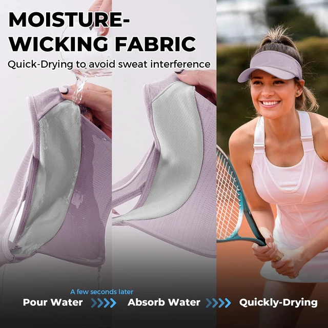 Alt view image 4 of 6 - Sports Sun Visor Men Women Lightweight Packable Cooling Stretchy Visor Hat for Running, Tennis, Golf