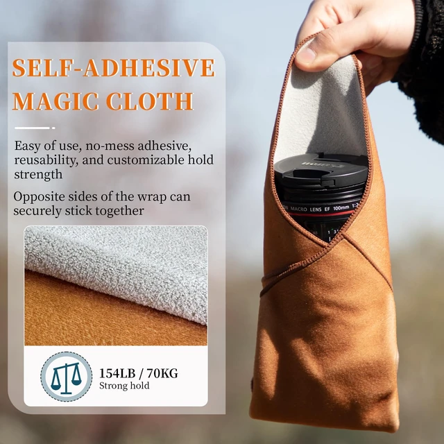 Alt view image 2 of 7 - Self-Adhesive Camera and Lens Protective Wrap, Khaki, 13.8 x 13.8 in | Soft Wrap Protects Cameras, Lenses, Phones and Gear from Scratches and Bumps in Storage, Camera Bags or on the Go