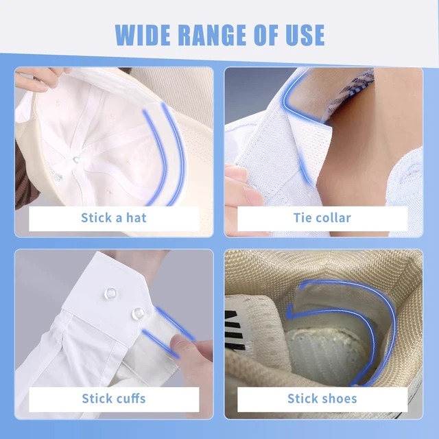 Alt view image 3 of 7 - Hat Sweat Liner 100 Packs Hat Liner (White) | Sweat Protection Self Adhesive Hat Liner Disposable Cap Sweatband Pads for Women Men Baseball Golf Caps 9.45" x 1.5"