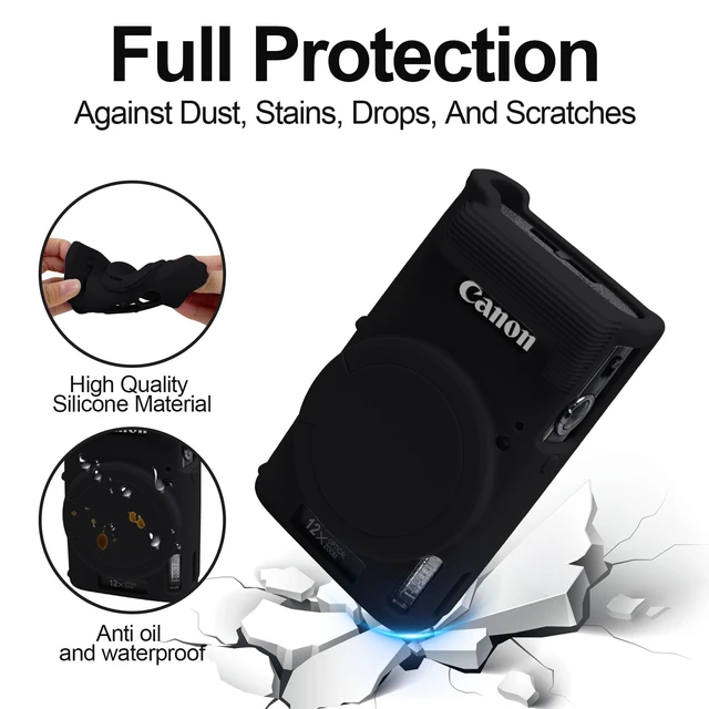 Alt view image 3 of 7 - Camera Case for Canon ELPH 360/IXUS 285 HS/IXY 650 Camera,Black | With Removable Lens Cover,Soft Silicone Protective Case,Anti-Scratch,Dustproof,Shockproof,Enhanced Grip,Camera Accessories