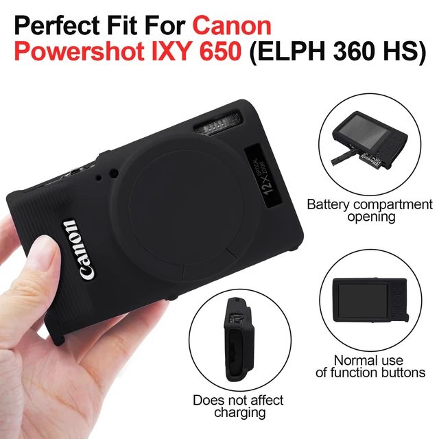 Alt view image 5 of 7 - Camera Case for Canon ELPH 360/IXUS 285 HS/IXY 650 Camera,Black | With Removable Lens Cover,Soft Silicone Protective Case,Anti-Scratch,Dustproof,Shockproof,Enhanced Grip,Camera Accessories