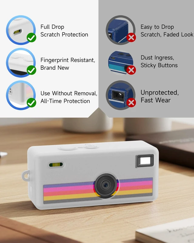 Alt view image 5 of 7 - Silicone Case for Kodak CHARMERA Keychain Digital Blind Box accessories,Soft Silicone Protective Case,Comes with Screen Protectors and Wrist Strap - Transparent