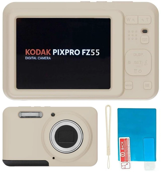 Main image of Silicone Case for Kodak PIXPRO FZ55 Digital Camera with Screen Protector and Lanyard for Kodak PIXPRO FZ55 Accessories - (Rice White)